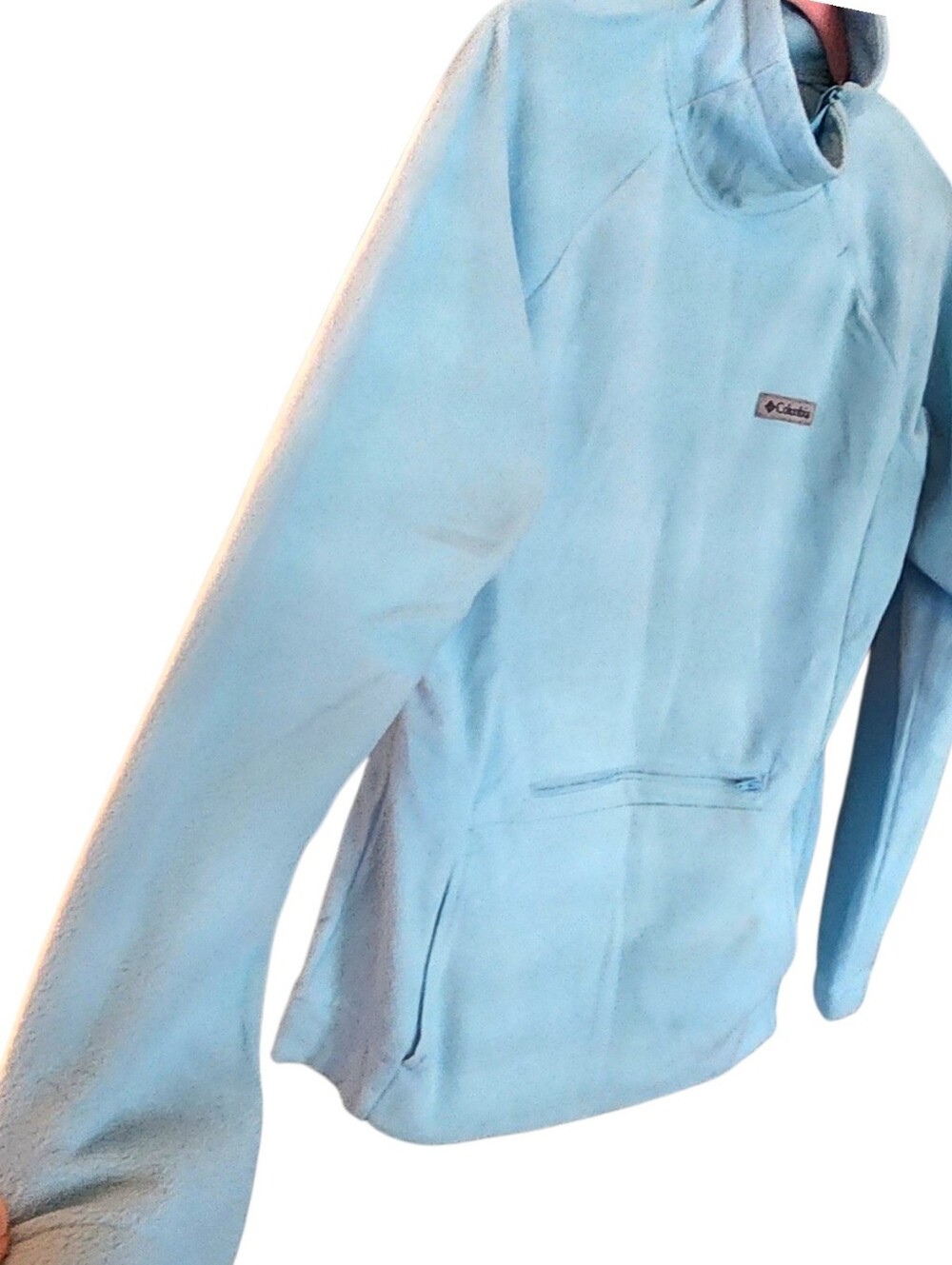 COLUMBIA Ali Peak Blue 1/4 Zip Mockneck Fleece Pullover Kangaroo Pocket NWT MED - Picture 6 of 13